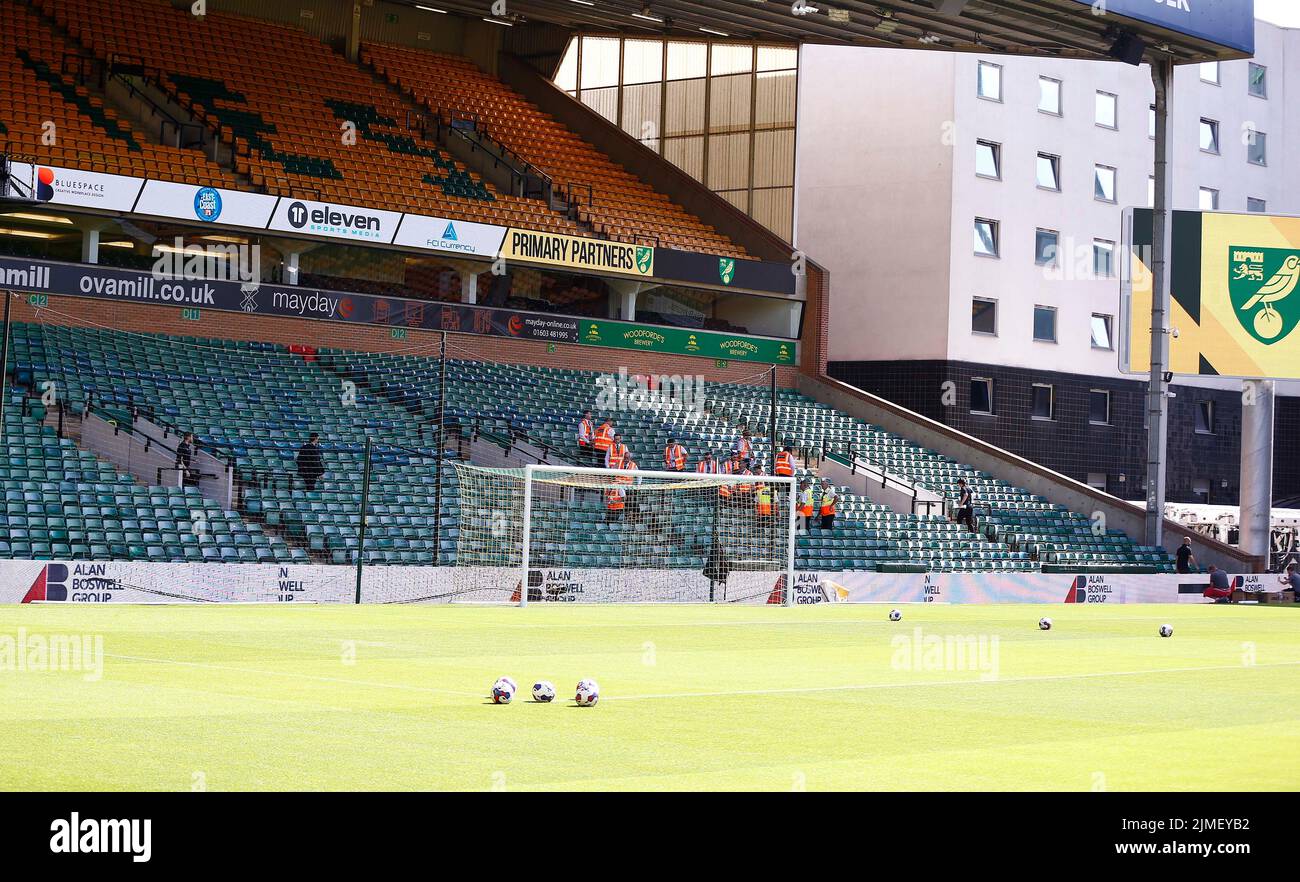Norwich, UK. 06th Aug, 2022. A general view of the ground before the Sky Bet Championship match between Norwich City and Wigan Athletic at Carrow Road on August 6th 2022 in Norwich, England. (Photo by Mick Kearns/phcimages.com) Credit: PHC Images/Alamy Live News Stock Photo