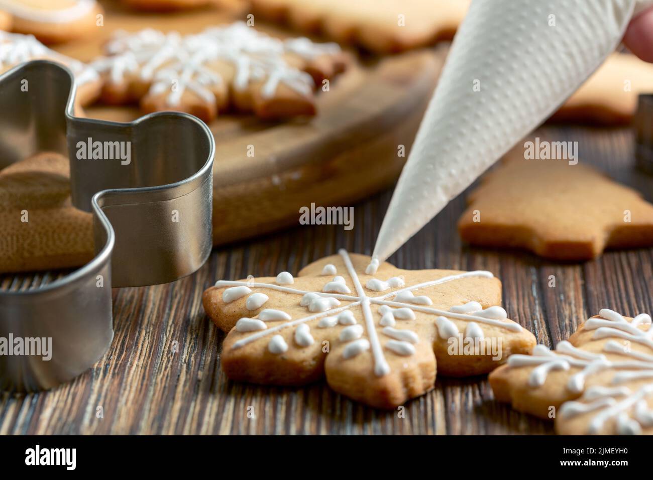 Making Christmas cookies. Stock Photo