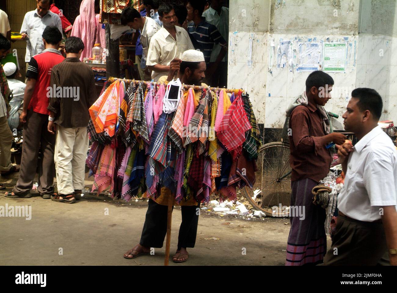 Dhaka, Bangladesh - September 17, 2007: Unidentified people on traditional street market Stock Photo
