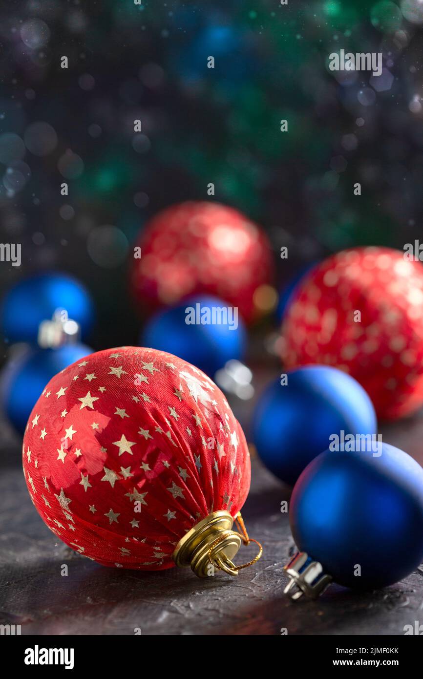 Red and blue Christmas balls Stock Photo Alamy