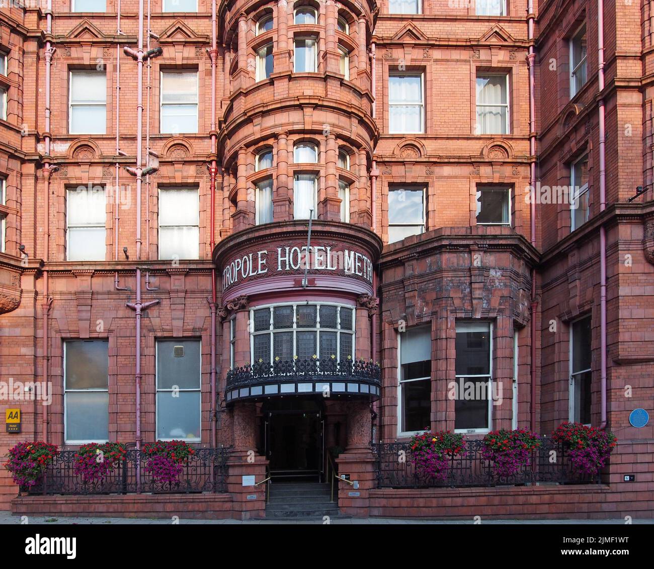 Front entrance of the historic metropole hotel on king street in leeds city centre Stock Photo