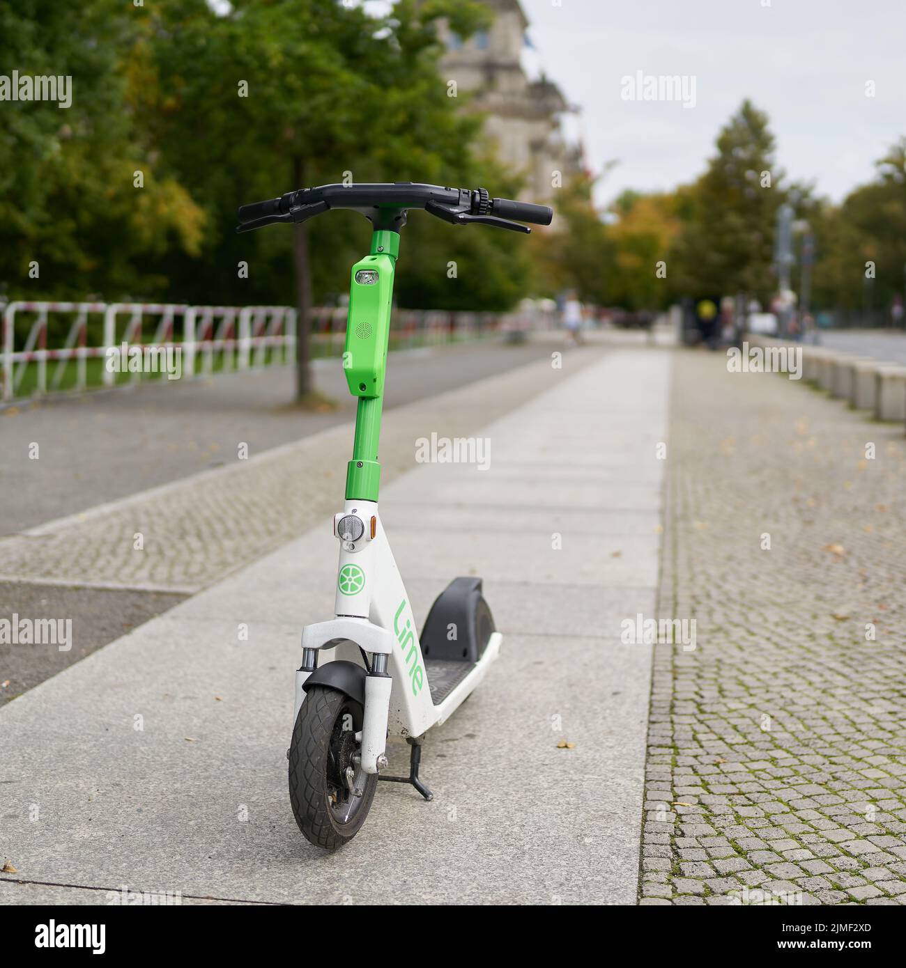 Parked escooter of the Lime group in the city center of Berlin Stock