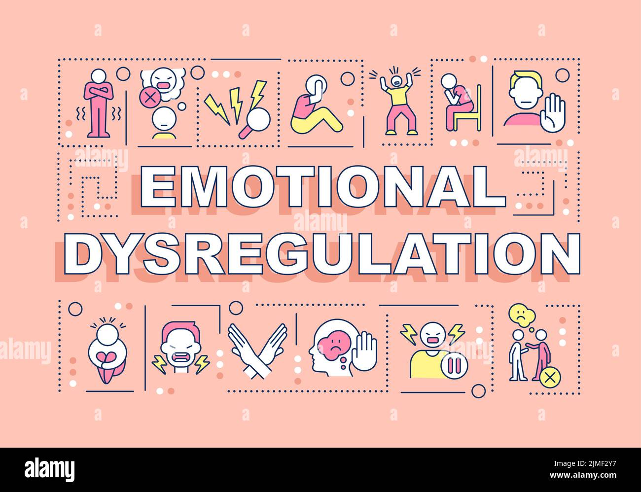 Emotional dysregulation word concepts pink banner Stock Vector