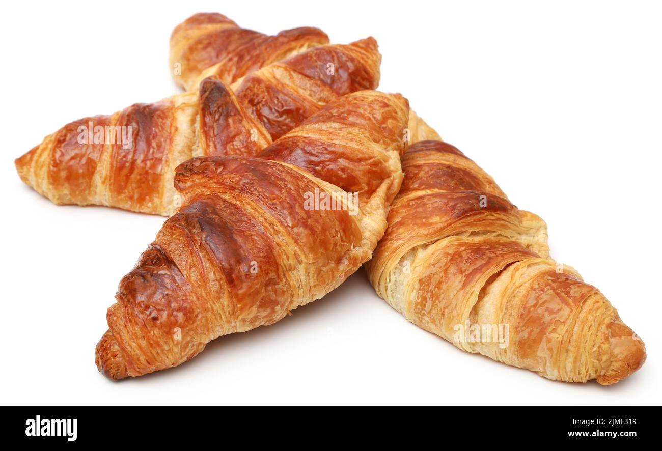 Closeup of tasty croissant over white background Stock Photo