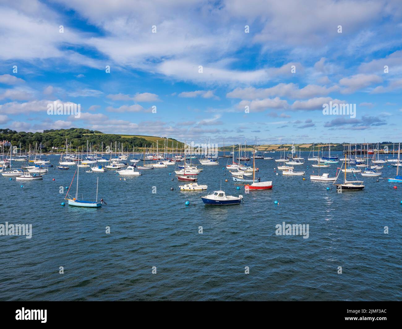 Yachts, Dingy's and Boats, Carrick Roads, Falmouth Harbour, Falmouth, England, UK, GB. Stock Photo