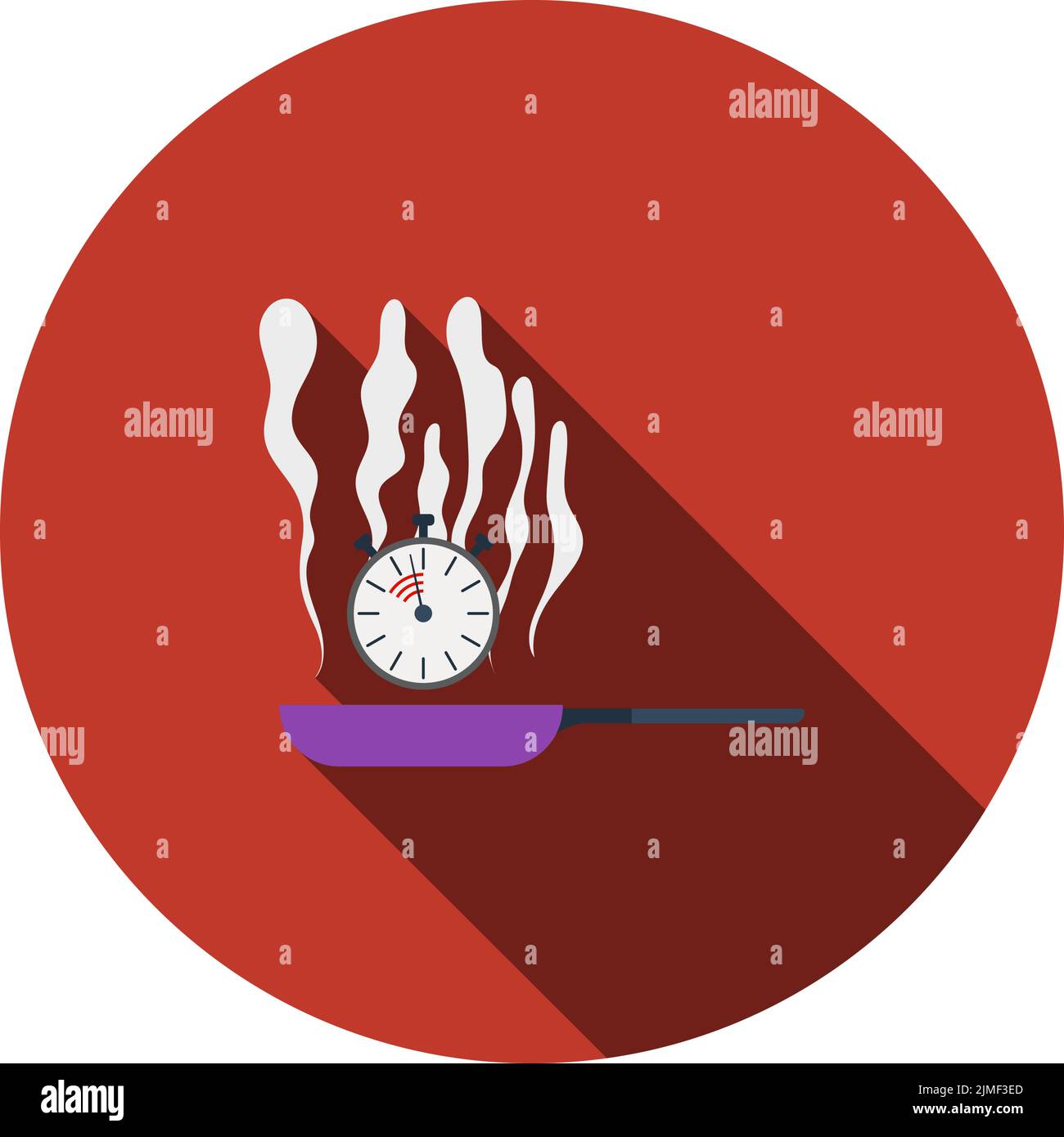 Pan With Stopwatch Icon. Flat Color Design. Vector Illustration. Stock Vector
