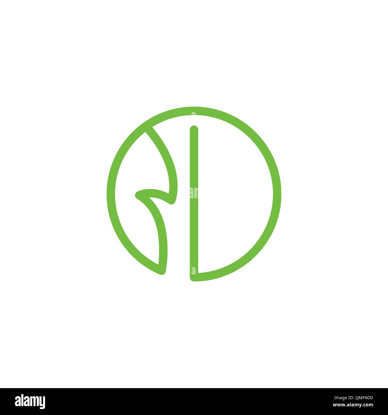 letter d simple thin line leaf geometric logo vector Stock Vector
