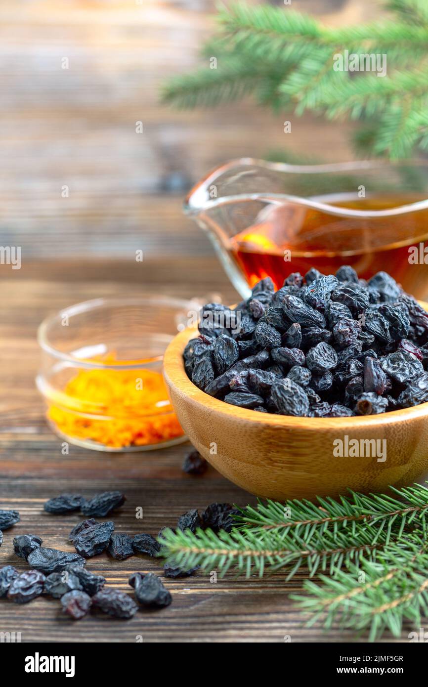 Ingredients for a Christmas cake. Stock Photo