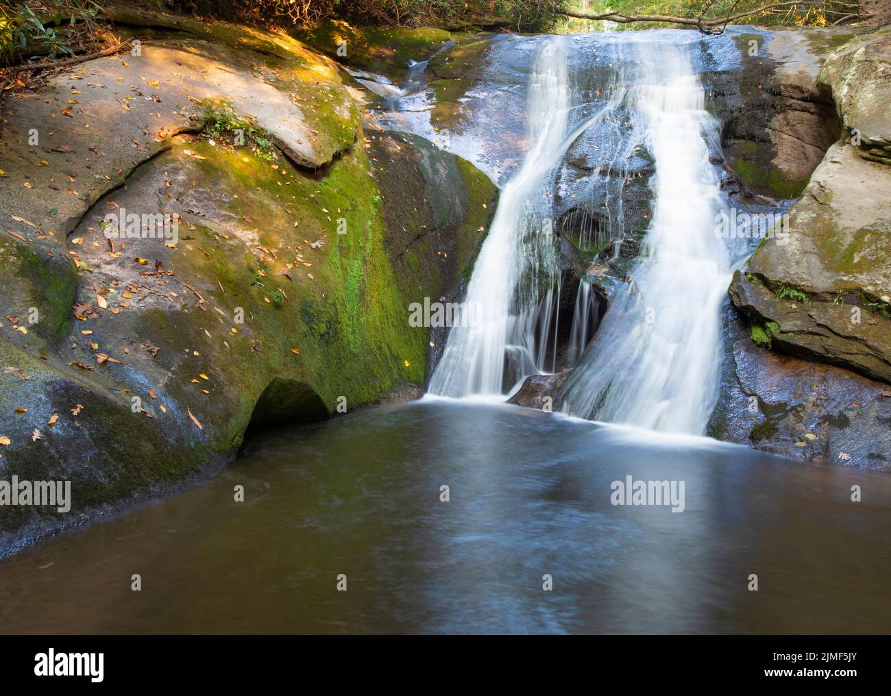 Widow Falls and pool at the bottom in North Carolina Stock Photo