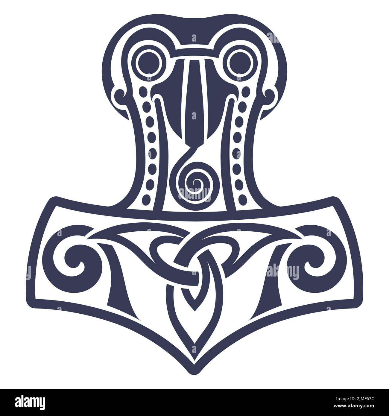 Viking style design. Thors hammer - Mjolnir and the Scandinavian ornament Stock Vector