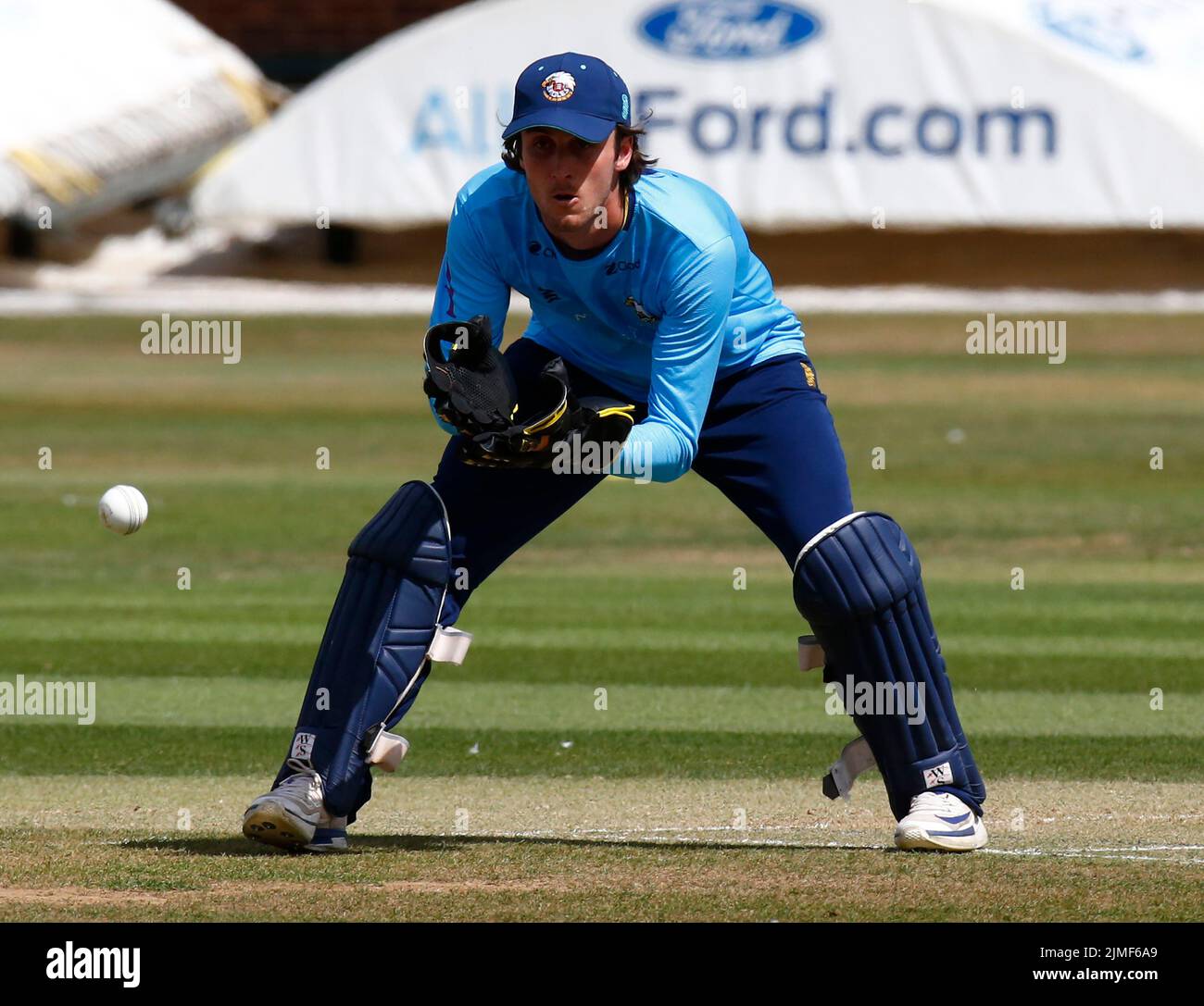 CHELMSFORD ENGLAND - AUGUST  05 : Essex's Will Buttleman during Royal London One-Day Cup match between Essex Eagles CCC against Derbyshire CCC at The Stock Photo