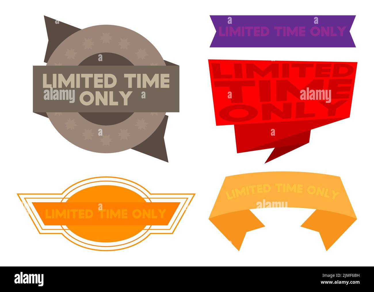 https://c8.alamy.com/comp/2JMF6BH/set-of-ribbon-with-limited-time-only-text-banner-template-label-sticker-sign-2JMF6BH.jpg