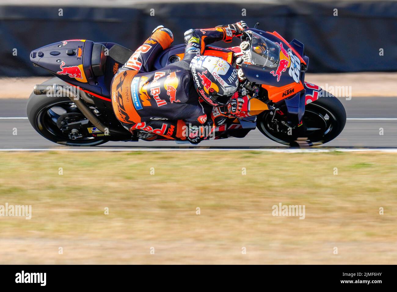 Towcester, UK. 06th Aug, 2022. Miguel OLIVEIRA (Portugal) of the Red Bull KTM Factory Racing Team during the 2022 Monster Energy Grand Prix MotoGP Free Practice 3 session at Silverstone Circuit, Towcester, England on the 6th August 2022. Photo by David Horn. Credit: PRiME Media Images/Alamy Live News Stock Photo