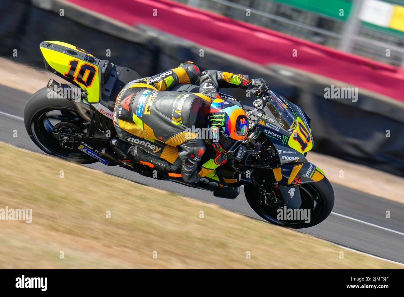 Towcester, UK. 06th Aug, 2022. Luca MARINI (Italy) of the Mooney VR46 Racing Team (Ducati) during the 2022 Monster Energy Grand Prix MotoGP Free Practice 3 session at Silverstone Circuit, Towcester, England on the 6th August 2022. Photo by David Horn. Credit: PRiME Media Images/Alamy Live News Stock Photo