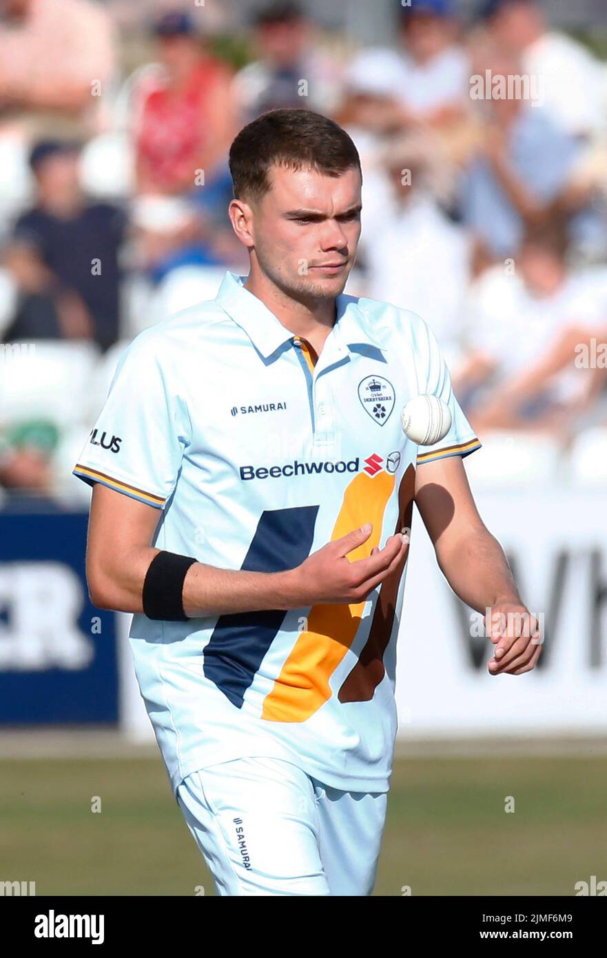 CHELMSFORD ENGLAND - AUGUST  05 : Sam Conners of Derbyshire CCC during Royal London One-Day Cup match between Essex Eagles CCC against Derbyshire CCC Stock Photo