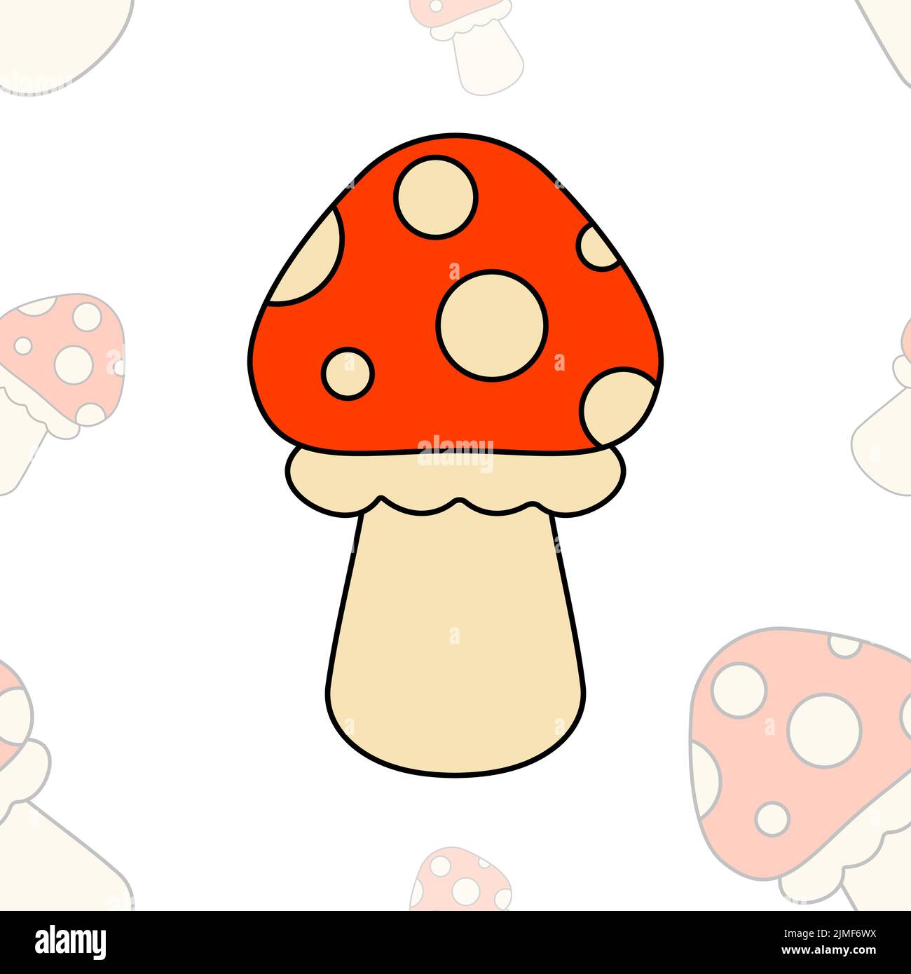 Fly Agaric Seamless Pattern on white Background Stock Vector