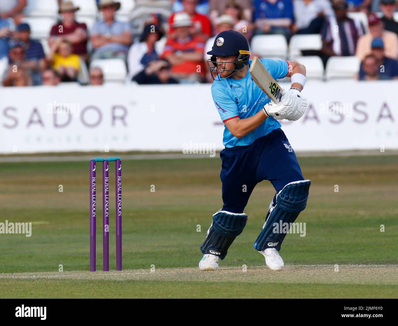 CHELMSFORD ENGLAND - AUGUST  05 :Essex's Josh Rymell  during Royal London One-Day Cup match between Essex Eagles CCC against Derbyshire CCC at The Clo Stock Photo