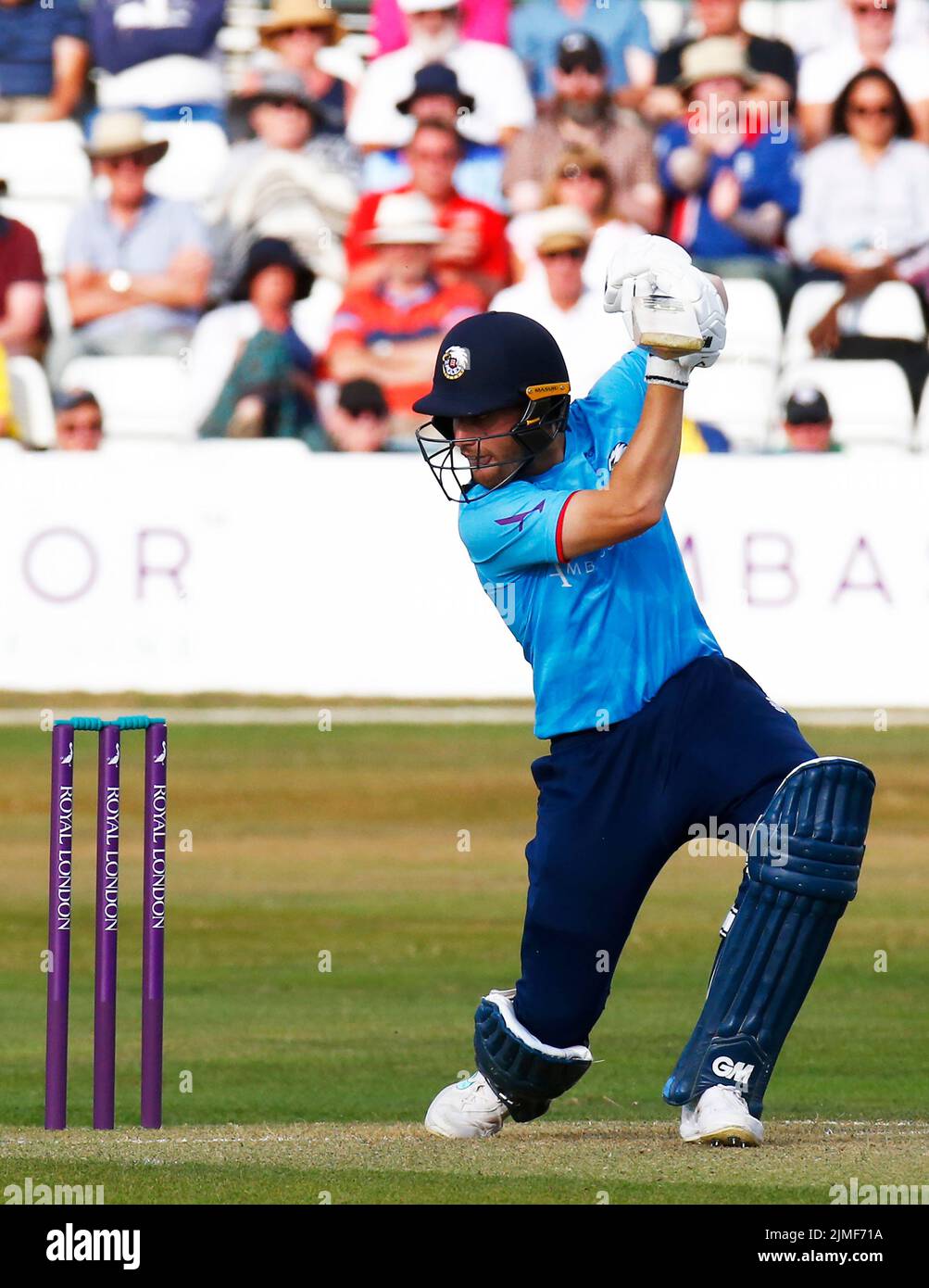 CHELMSFORD ENGLAND - AUGUST  05 : Essex's Josh Rymell during Royal London One-Day Cup match between Essex Eagles CCC against Derbyshire CCC at The Clo Stock Photo