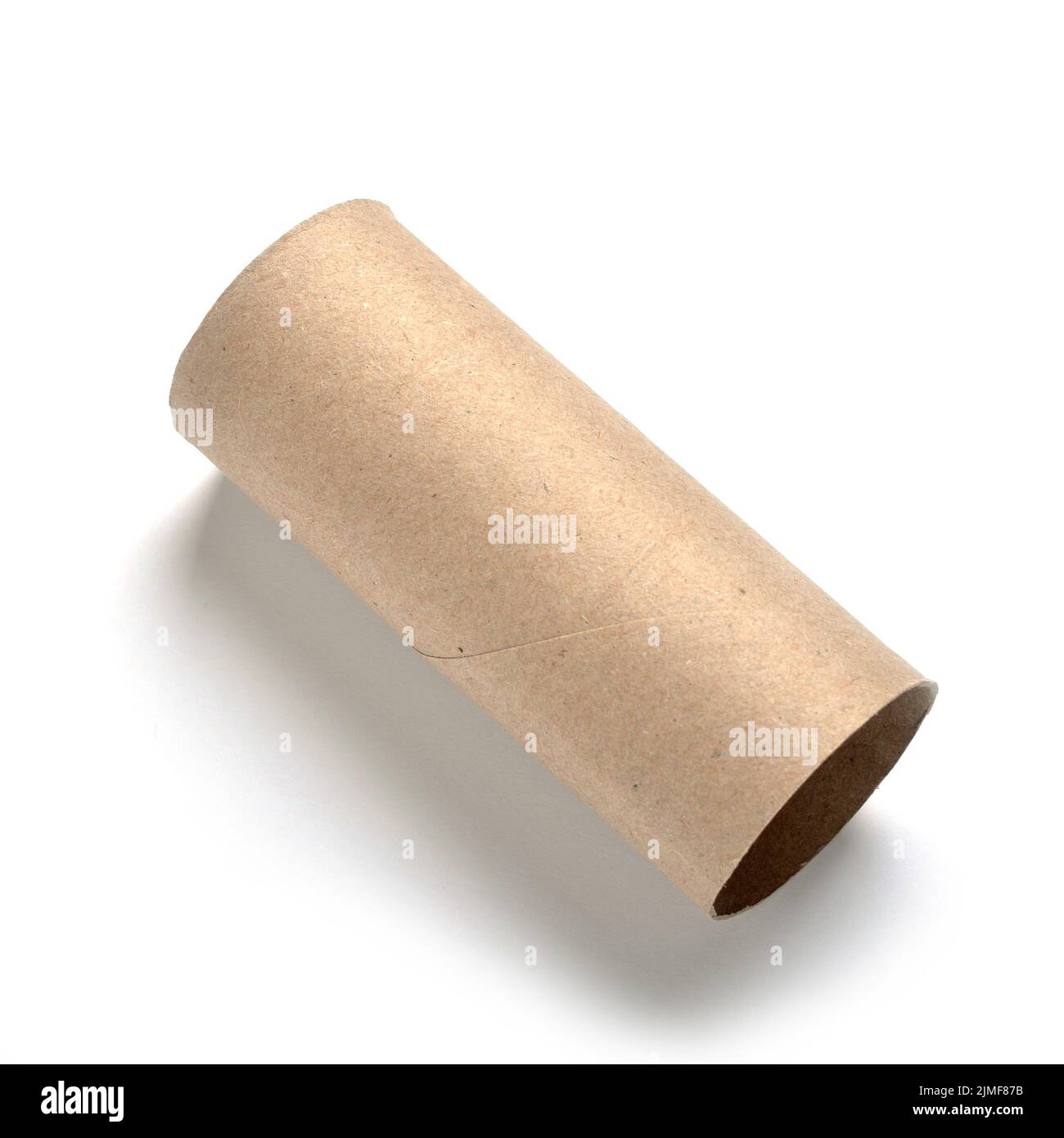 Empty cardboard toilet roll tube isolated on white cut out Stock Photo