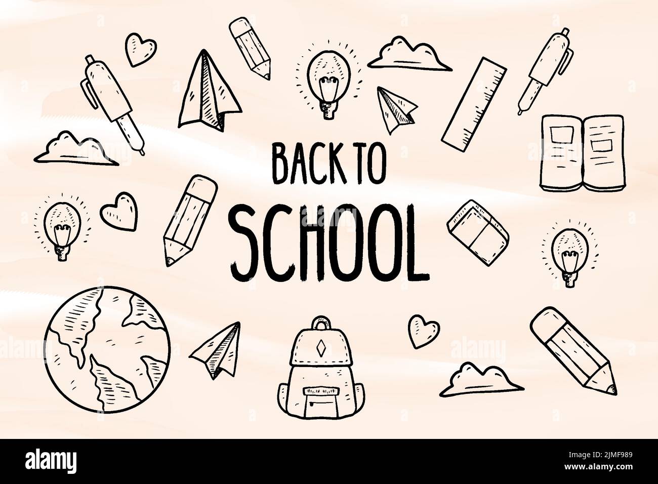 hand drawn background back to school illustration Stock Vector