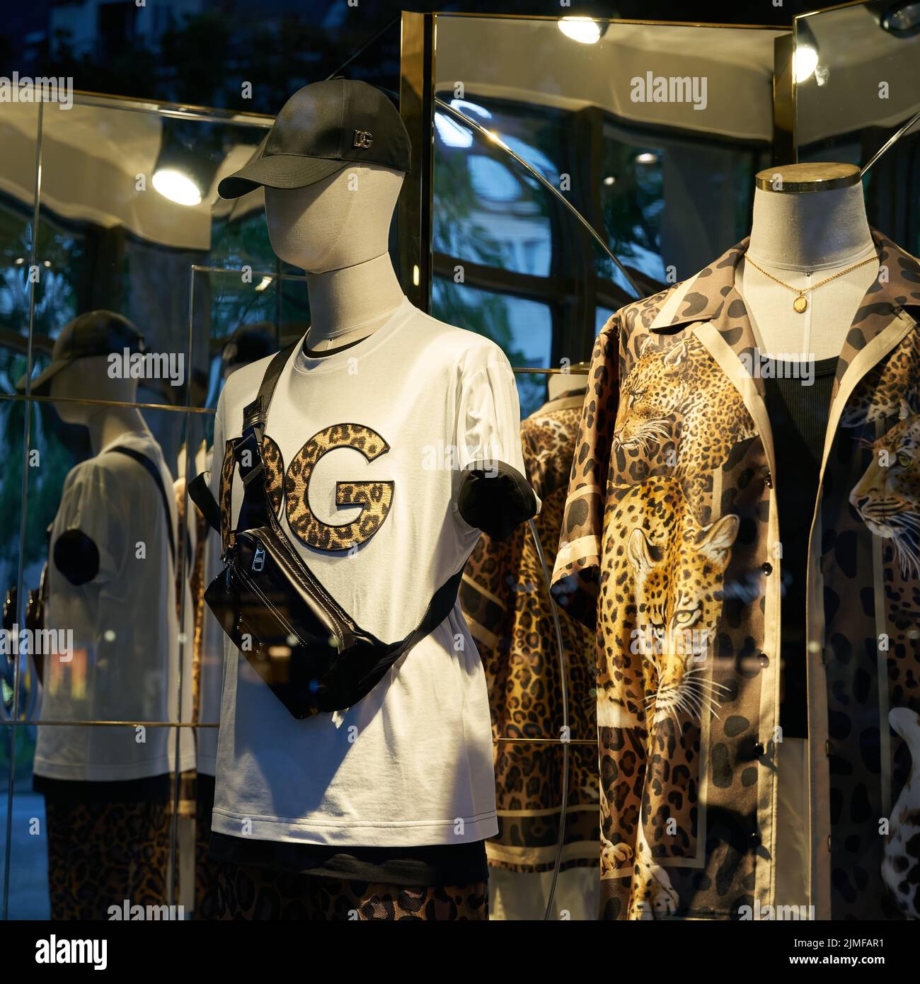 Dolce & Gabbana brand fashion in the window of a shopping street in Berlin Stock Photo