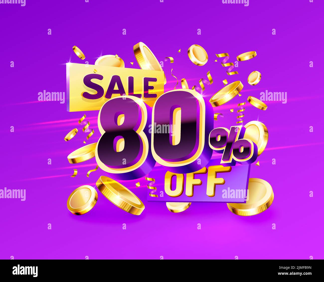 80 Off. Discount creative composition. 3d sale symbol with decorative