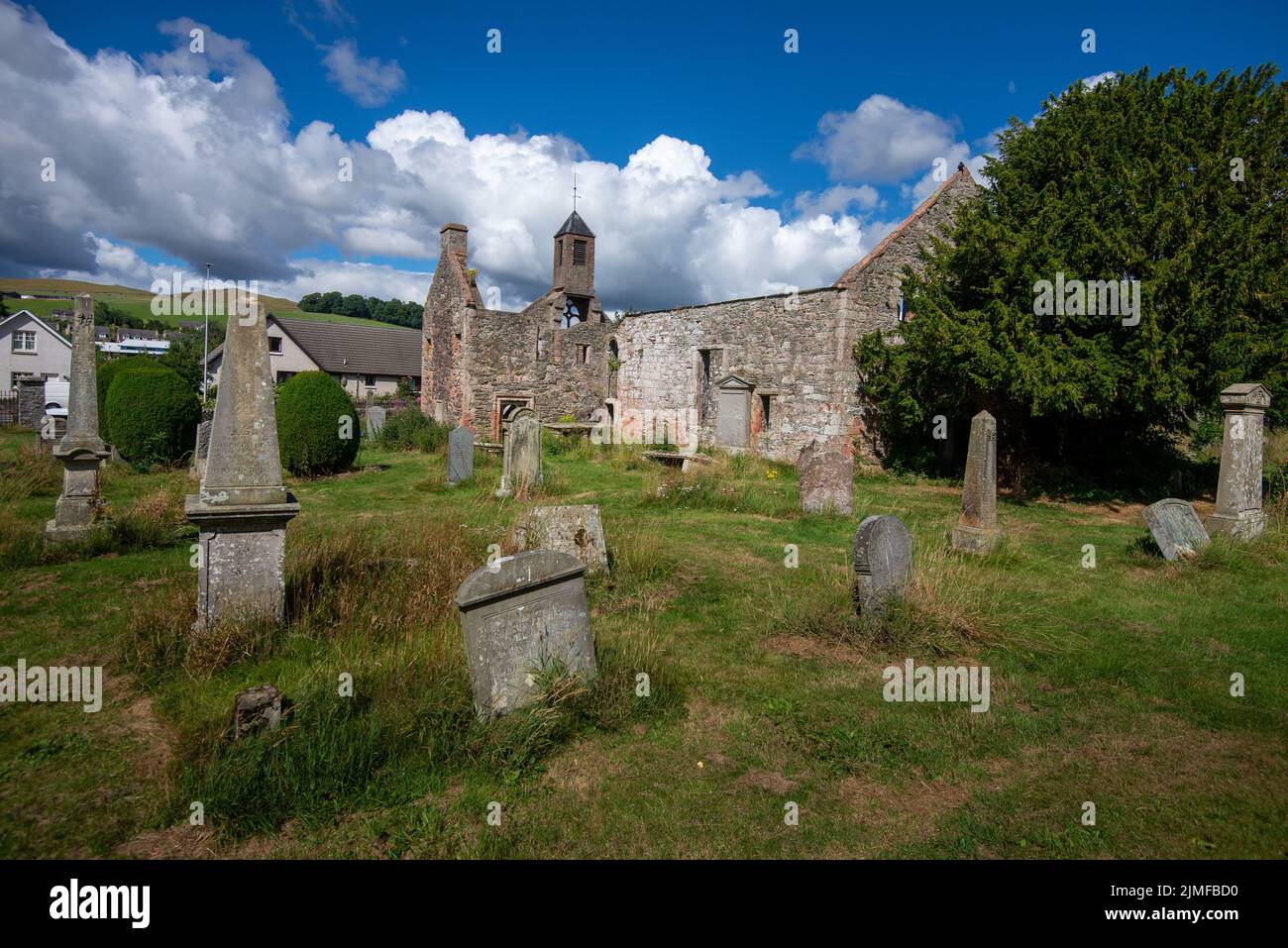 The ruins of St. Mary of Wedale Church, Stow, Selkirkshire, Scottish Borders, Scotland, UK. Stock Photo