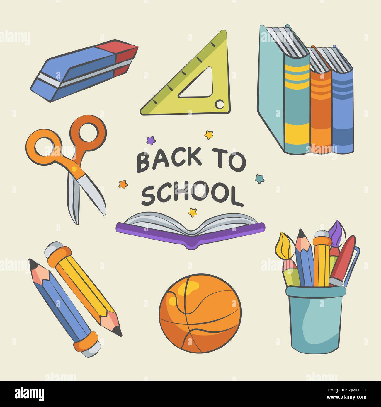 School elements for children when returning to school Stock Vector