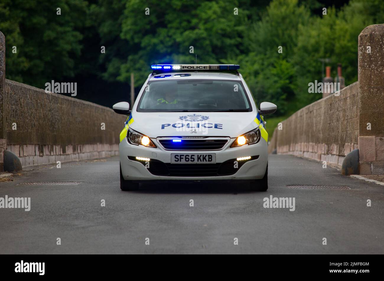 Police Scotland, Peugeot 308, Incident Response Vehicle SF65 KKB operating in the Scottish Borders. Stock Photo