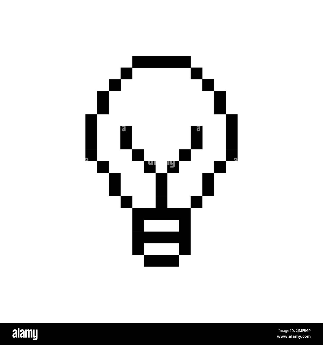 Pixel icon of lamp. Outline simple bulb. Vector illustration Stock Vector