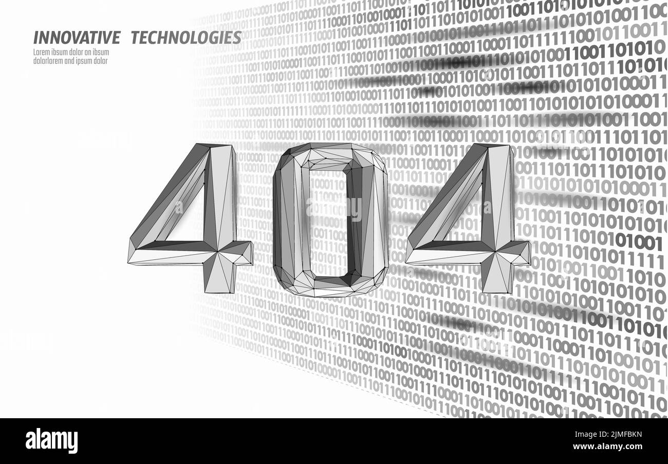 404 not found page web error. Web problem warning information template support fail background. Data flow coding symbol vector illustration. Stock Vector
