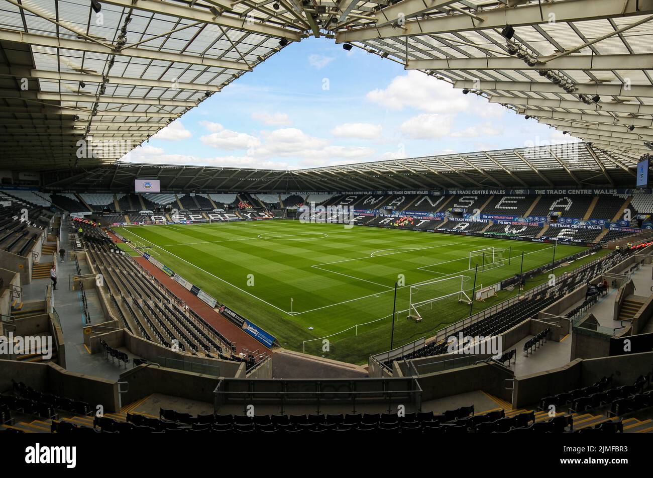 6th August 2022; Swansea.com stadium, Swansea, Wales; Championship football, Swansea versus Blackburn: A general view of the Swansea.com Stadium and pitch Stock Photo