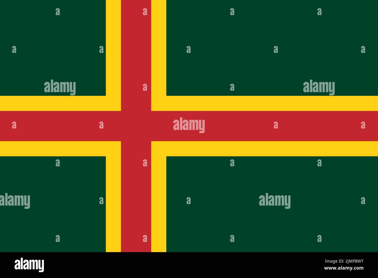 Top view of flag Nordic cross proposal lithuania. Lithuanian travel and patriot concept. no flagpole. Plane layout, design. Flag background Stock Photo
