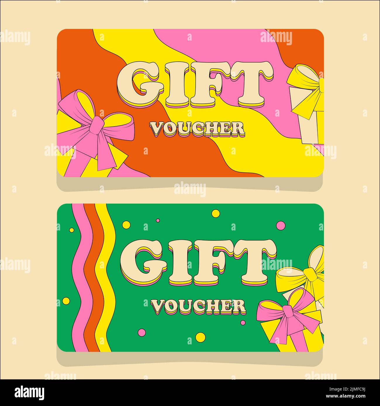 Set of Gift Vouchers in Retro Groove Style Bright Summer Design Stock Vector Image & Art Alamy