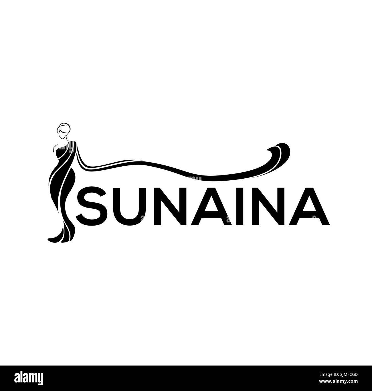 Sunaina (an Indian woman's name that means women with beautiful eyes) saree shop monogram. Sunaina saree shop logo. Stock Vector