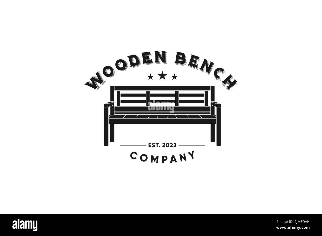 Wooden Bench Seat Stool Logo Illustration Design Inspiration Stock Vector