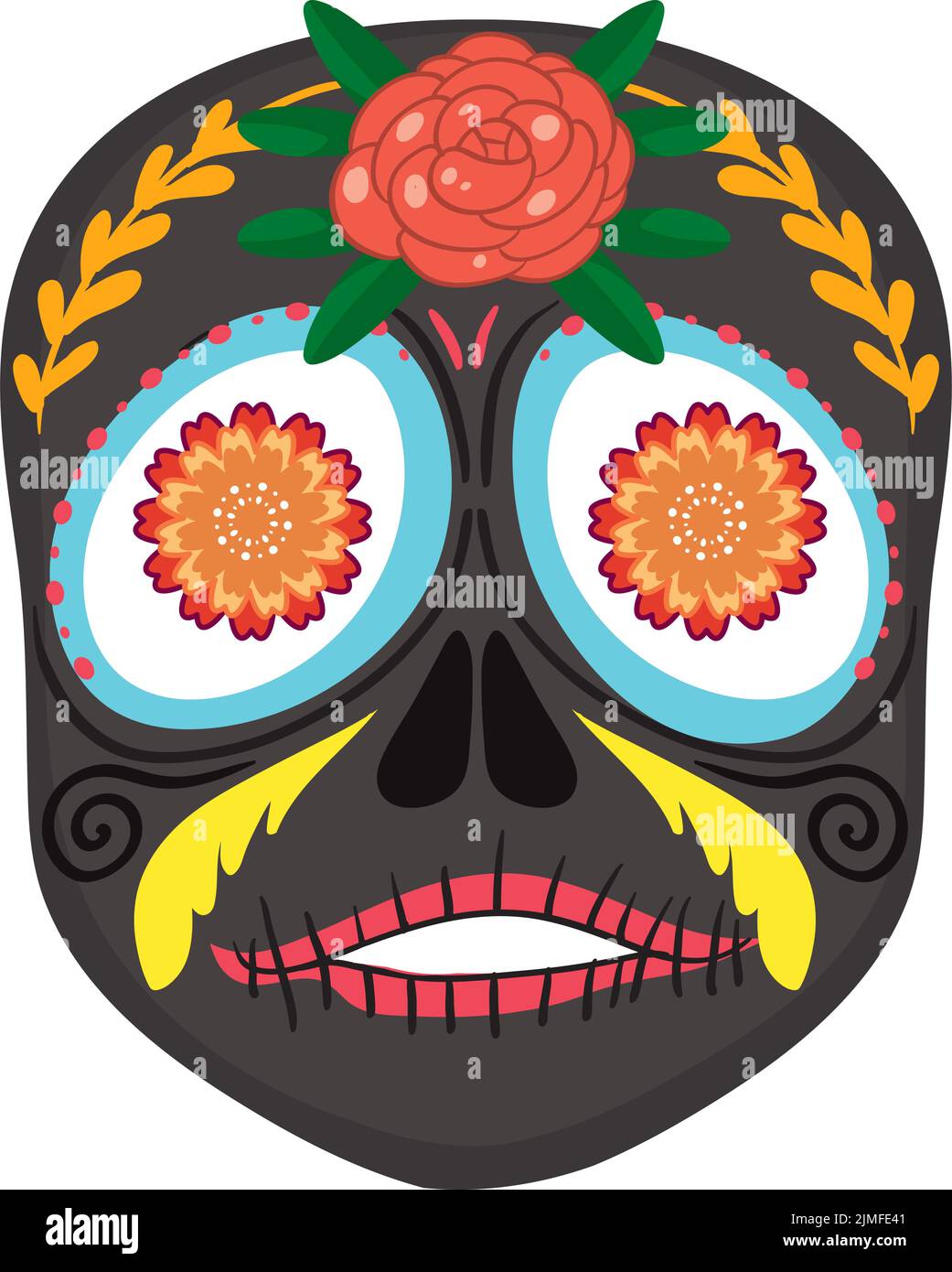Mexican painted skull isolated illustration Stock Vector Image & Art Alamy