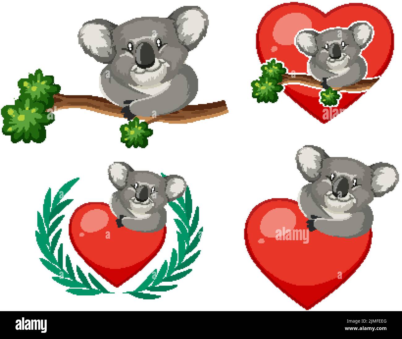 Set of different koalas in cartoon style illustration Stock Vector ...