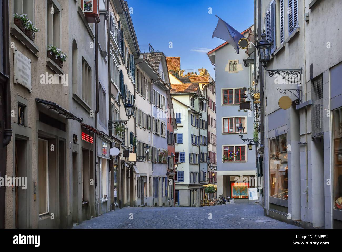 Street in Zurich city center, Switzerland Stock Photo