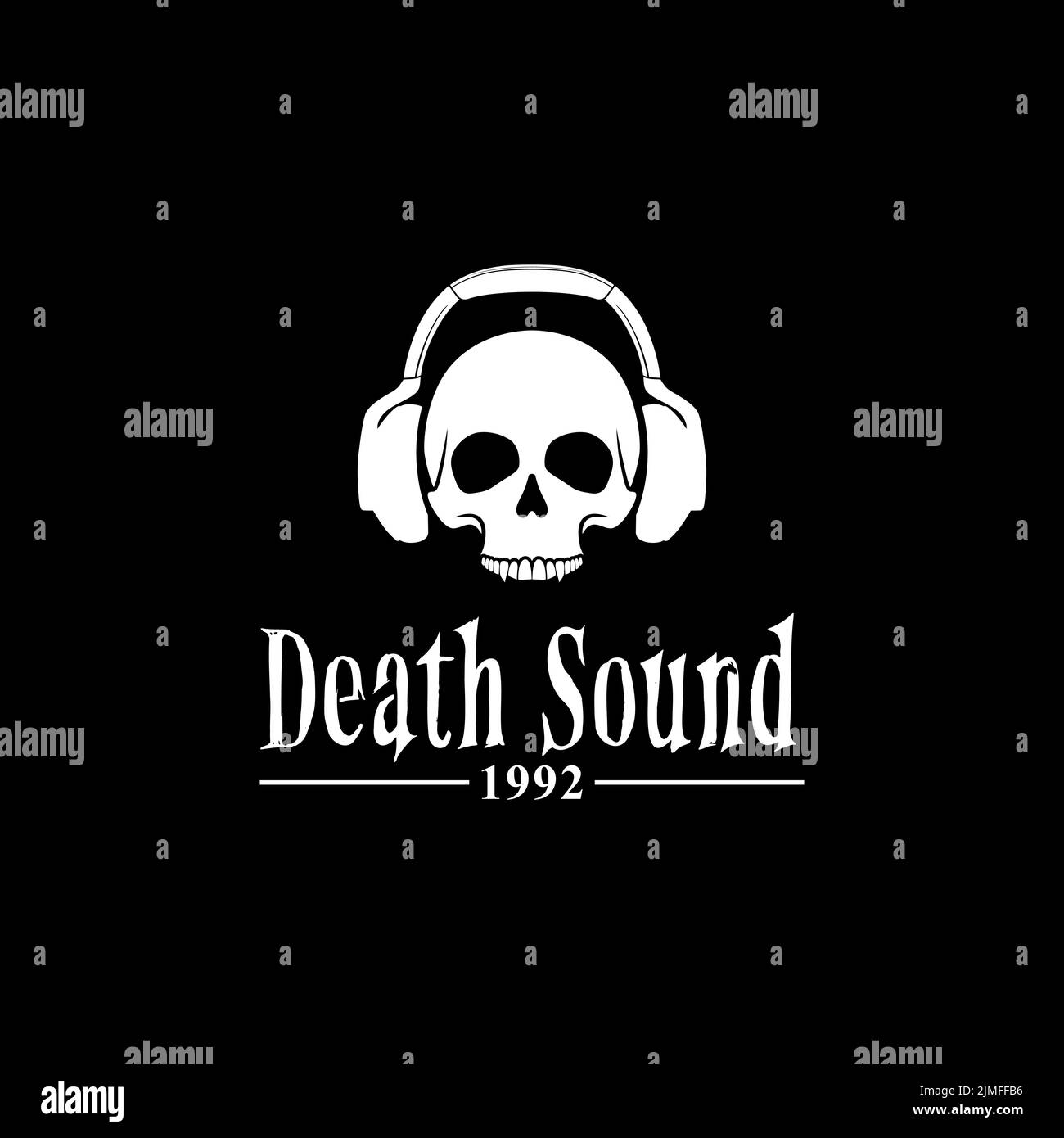 Skull Headphone Earphone Music Logo Design Inspiration Stock Vector