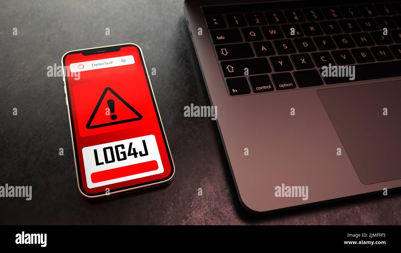 Notebook Smartphone Security Vulnerability Log4J Stock Photo