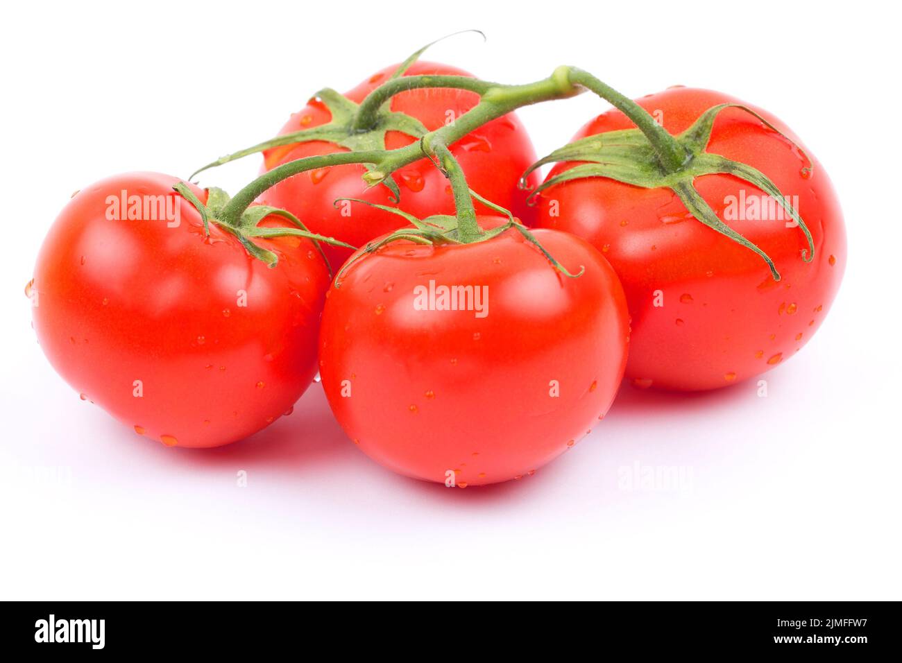 Fresh tomatos with leaves on a white background Stock Photo - Alamy