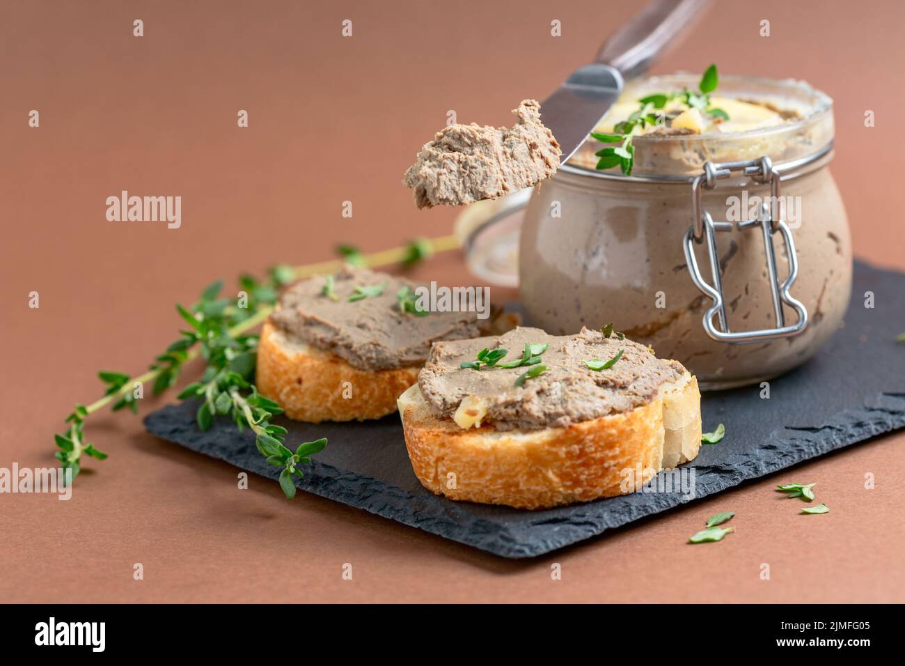 Toasts with homemade liver pate Stock Photo Alamy