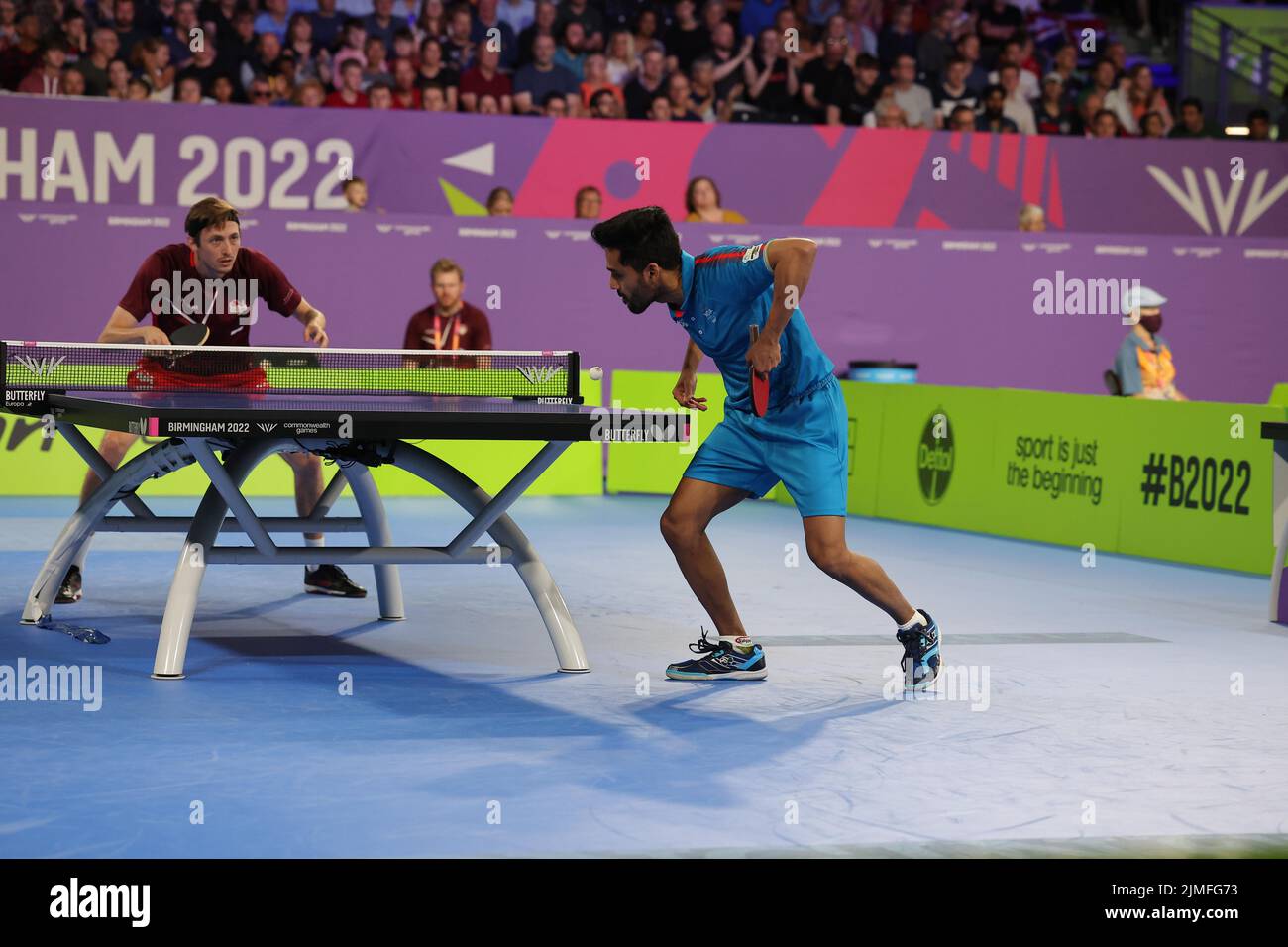 Birmingham, UK, 6th Aug 2022 Table Tennis Men’s QF 4 L Pitchford (ENG