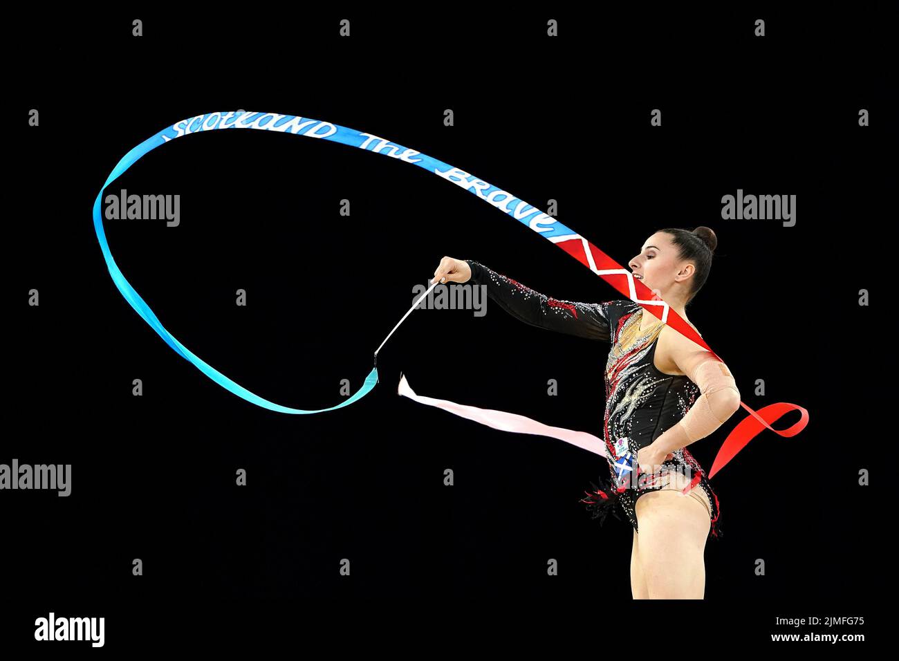Scotland's Louise Christie competes with ribbon during the Ribbon Final at Arena Birmingham on day nine of the 2022 Commonwealth Games in Birmingham. Picture date: Saturday August 6, 2022. Stock Photo