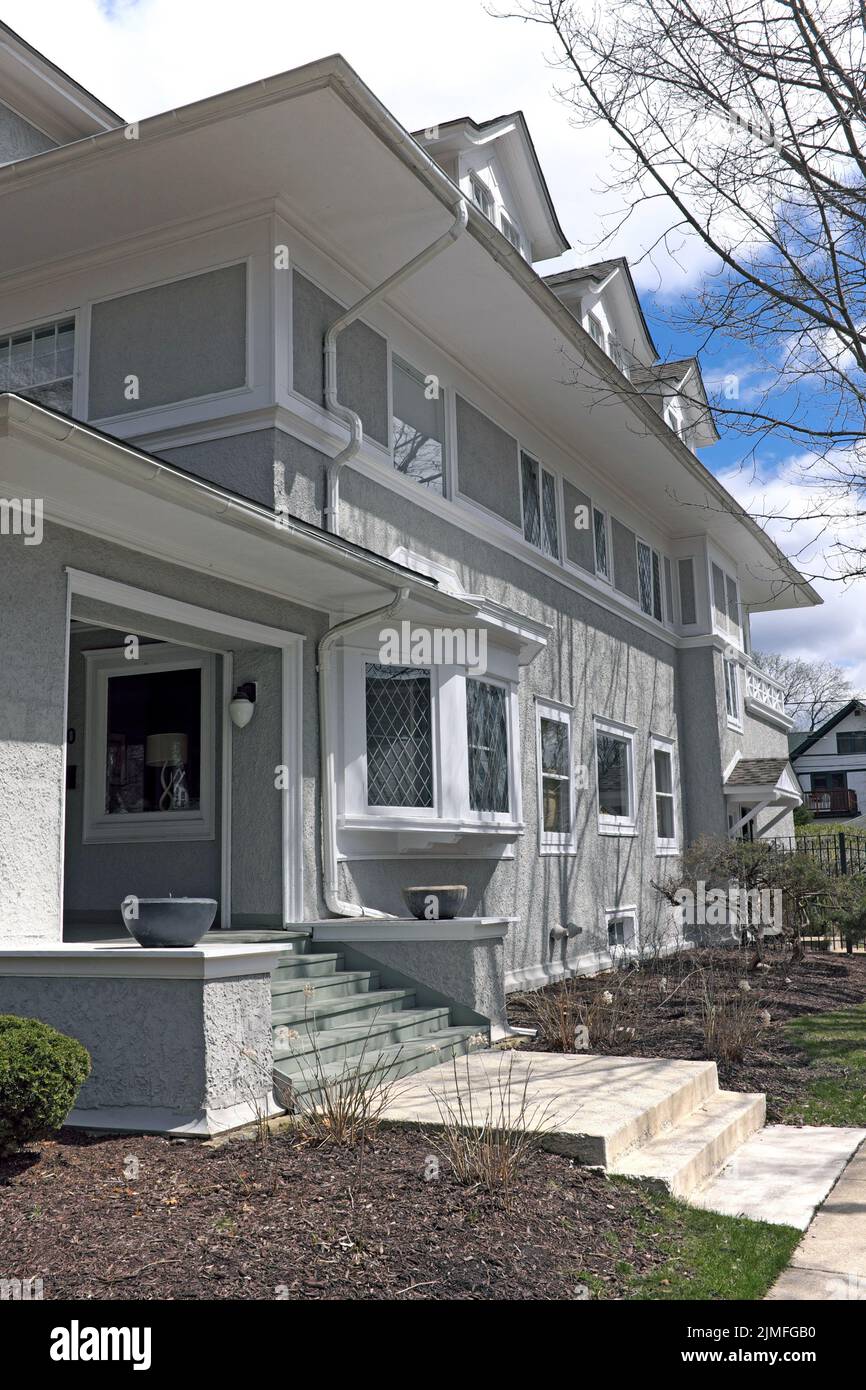 Located at 339 North Oak Park Avenue in the Oak Park neighborhood of Chicago, Illinois is the childhood home where Ernest Hemingway was born. Stock Photo