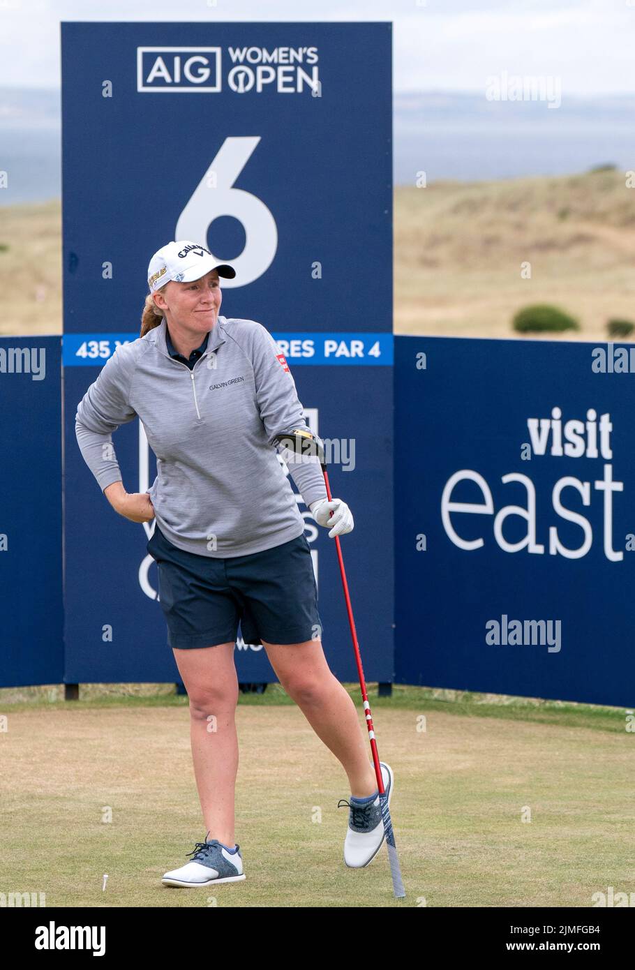 Scotland's Gemma Dryburgh on the 6th tee during day three of the AIG Women's Open at Muirfield in Gullane, Scotland. Picture date: Saturday August 6, 2022. Stock Photo