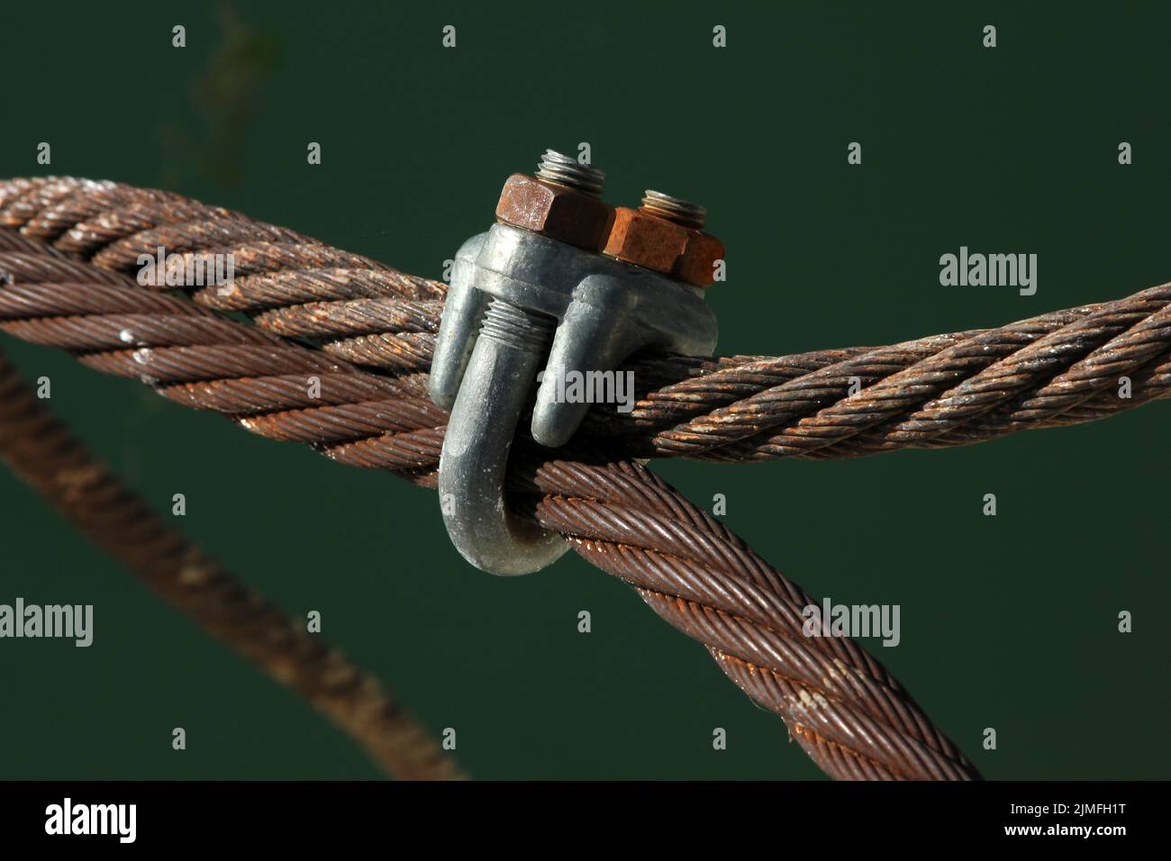 Wire rope clamps and rusty steel ropes Stock Photo Alamy