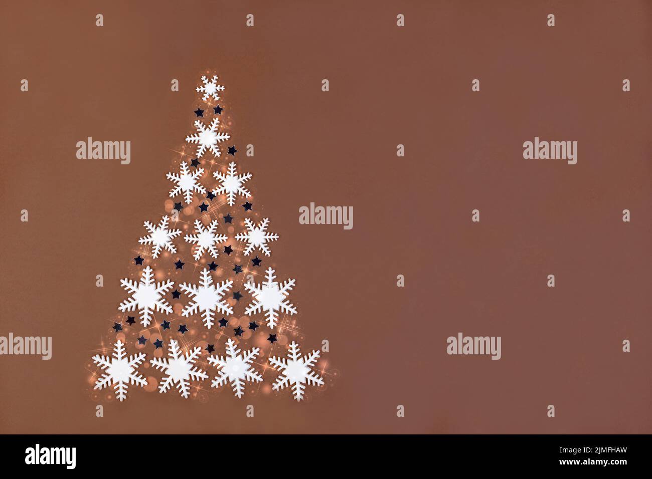 Alternative Christmas tree made of sugar snowflakes. Stock Photo