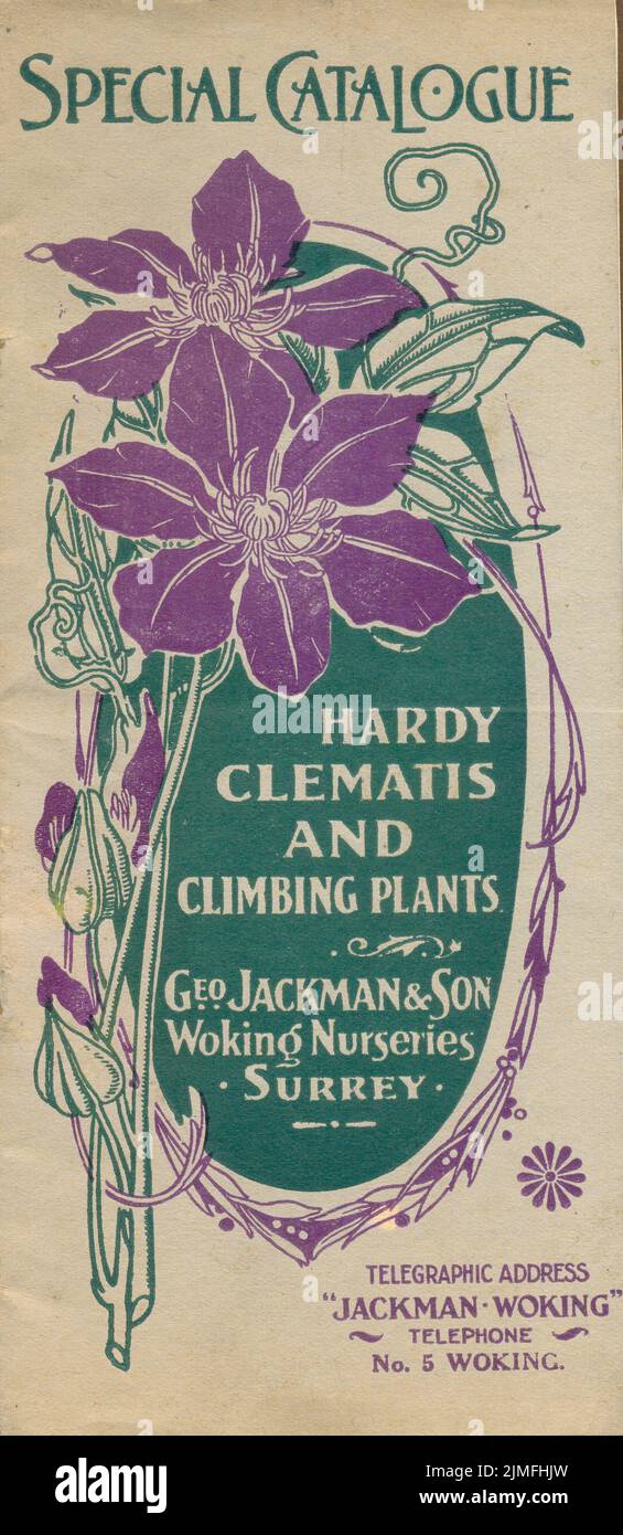 Special Catalogue of Hardy Clematis and Climbing plants from Geo Jackman & Son 1928 Stock Photo